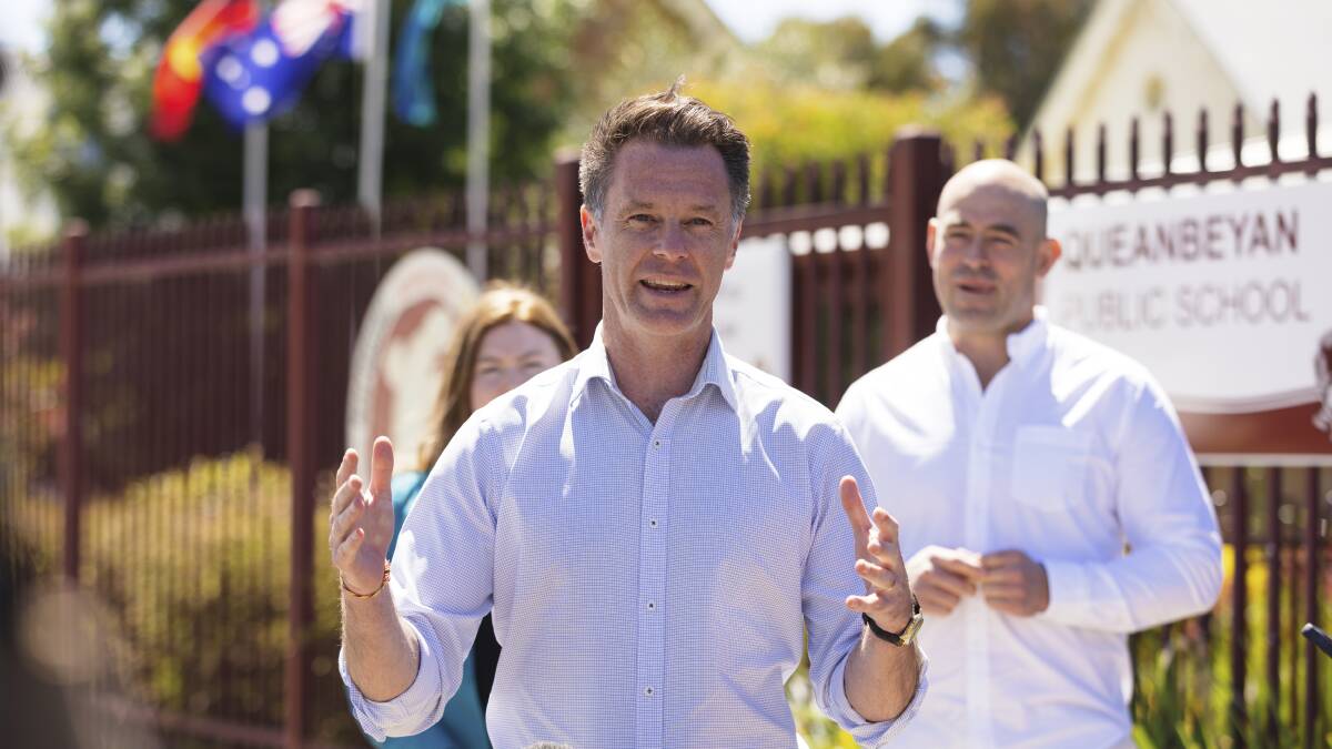 NSW Opposition Leader Chris Minns in Queanbeyan last month to launch Terry Campese's bid for Monaro. Picture by Keegan Carroll