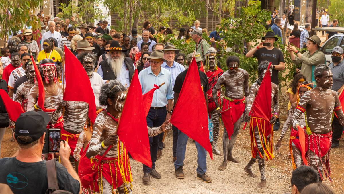 Prime Minister Anthony Albanese at the Garma festival. Picture: Getty Images