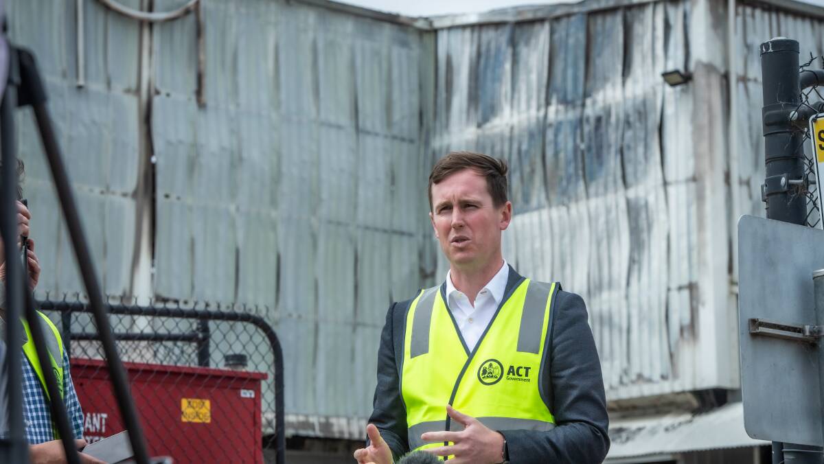 City Services Minister Chris Steel at the recycling centre after the Boxing Day fire. Picture by Karleen Minney