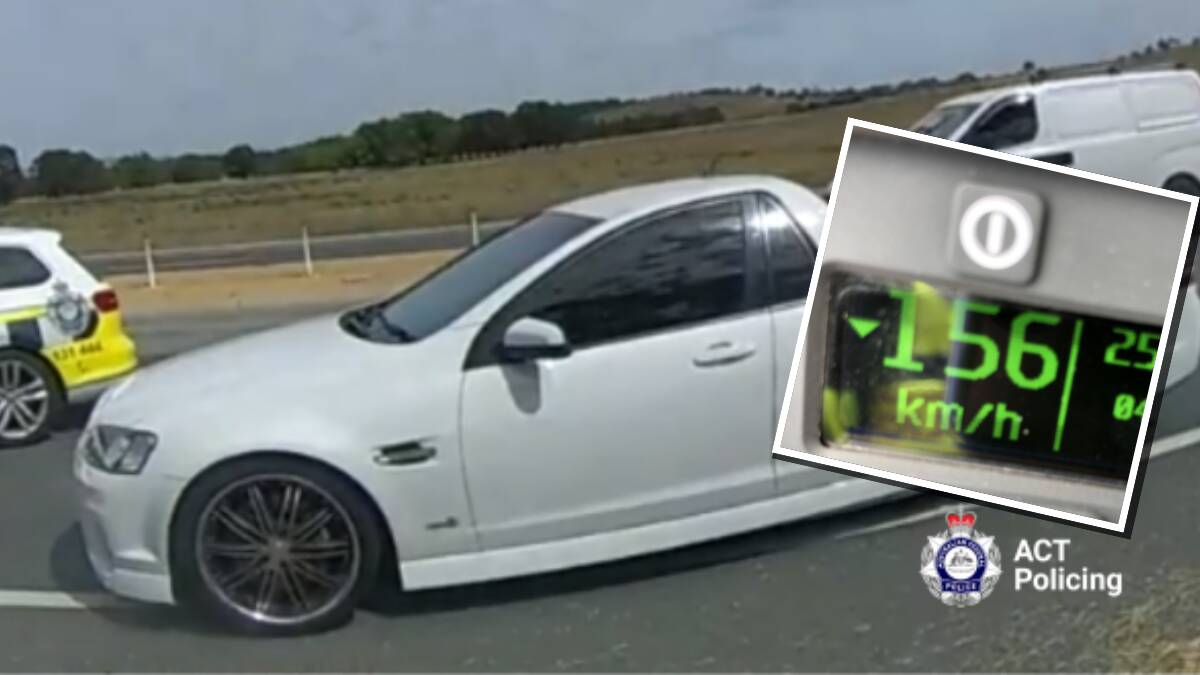 A Holden Commodore ute was allegedly clocked at 157kmh in an 80kmh zone. Pictures ACT Policing