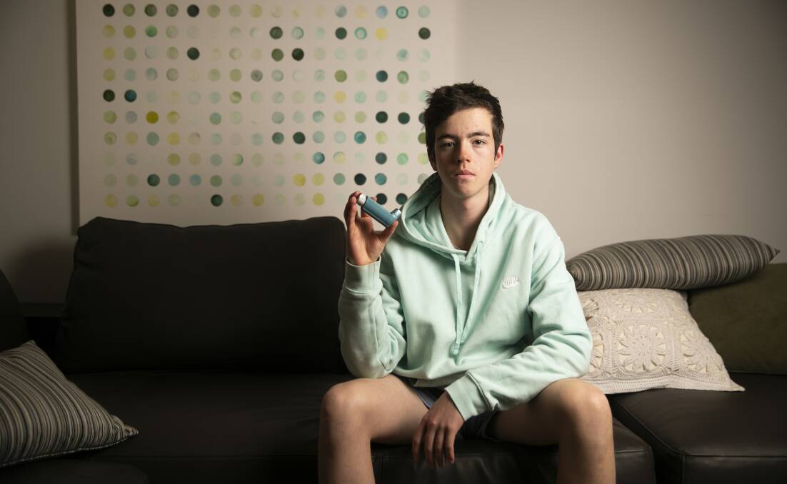 Finlay Barlow, 15, is asthmatic and could be in line for a Covid vaccine in the near future. Picture: Keegan Carroll