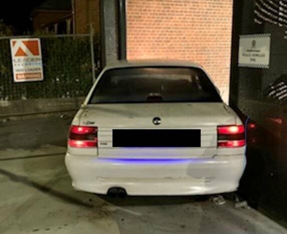 A man allegedly crashed a car into security gates at the Queanbeyan Police Station. Picture: Supplied