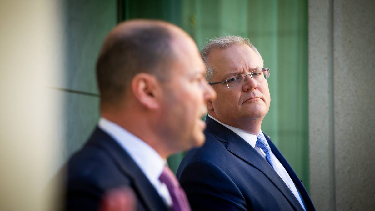 Prime Minister Scott Morrison and Treasurer Josh Frydenberg. Picture: Elesa Kurtz
