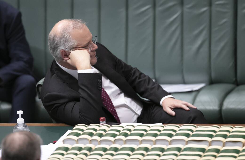 Scott Morrison appears reluctant to take control and lead. Picture: Dion Georgopoulos