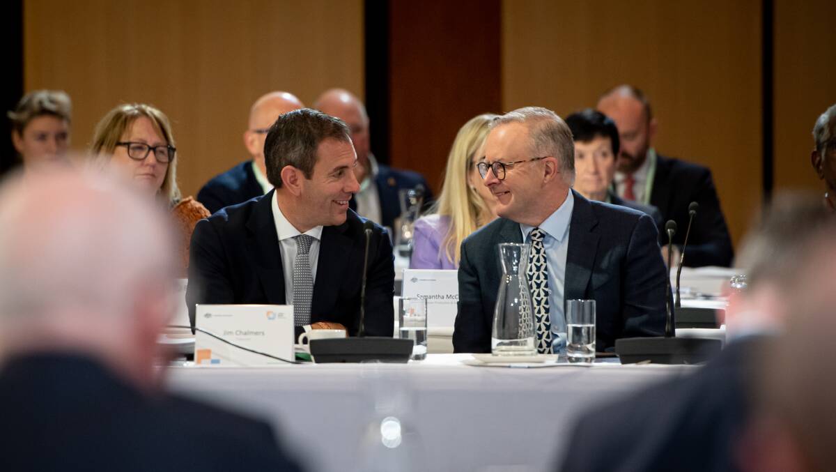 Jim Chalmers and Anthony Albanese. Picture by Elesa Kurtz