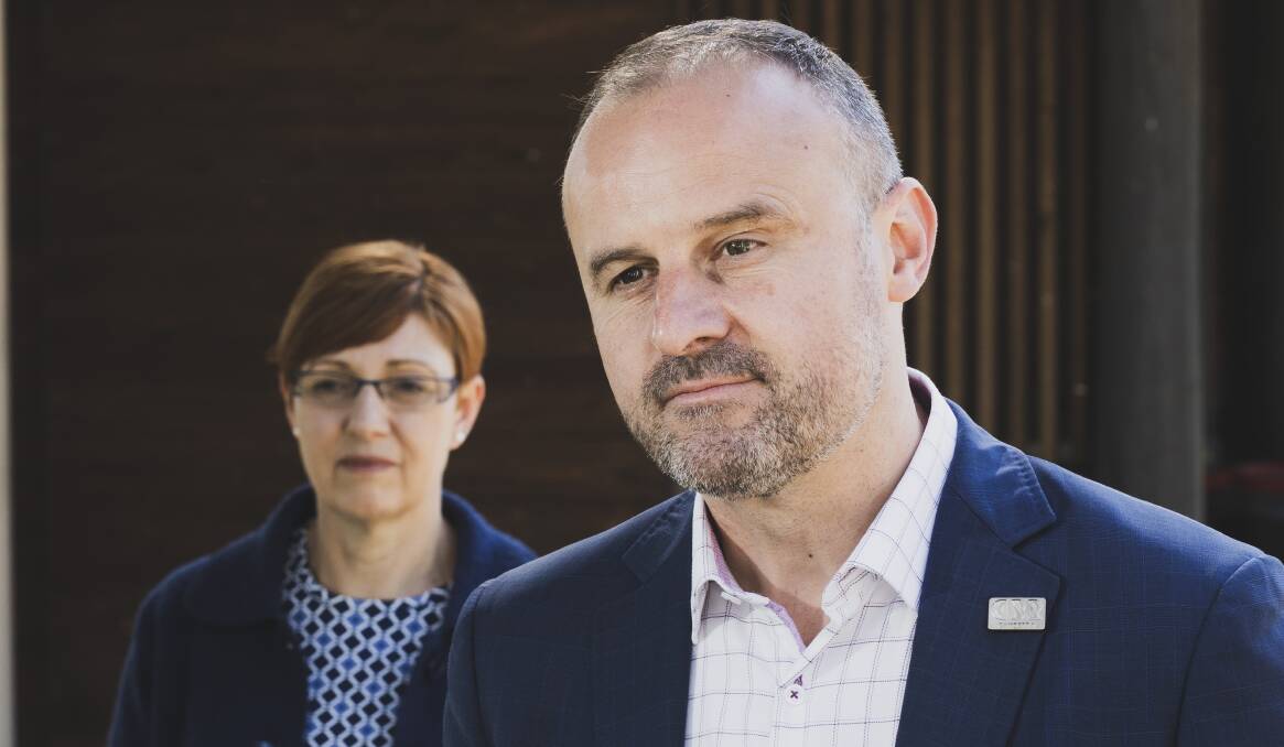 Chief Minister Andrew Barr and Health Minister Rachel Stephen-Smith. Picture by Elesa Kurtz