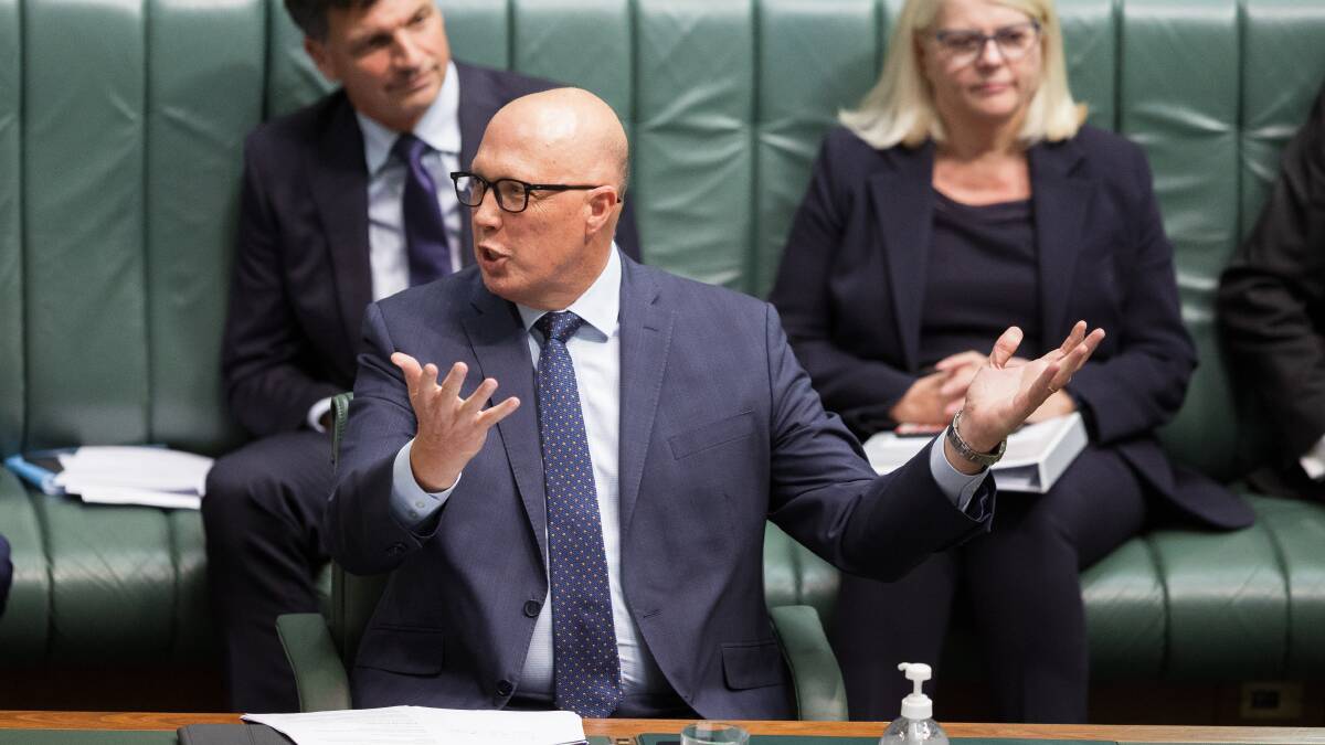 Peter Dutton is facing a test of leadership as his frontbench splinters. Picture by Sitthixay Ditthavong