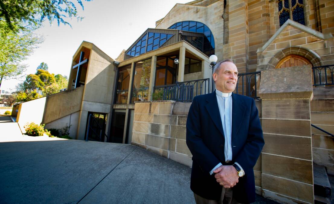 Reverend David Campbell at St Andrew's Presbyterian Church is trying to work out how to cope with the ban on meetings of more than a 100. Picture: Elesa Kurtz