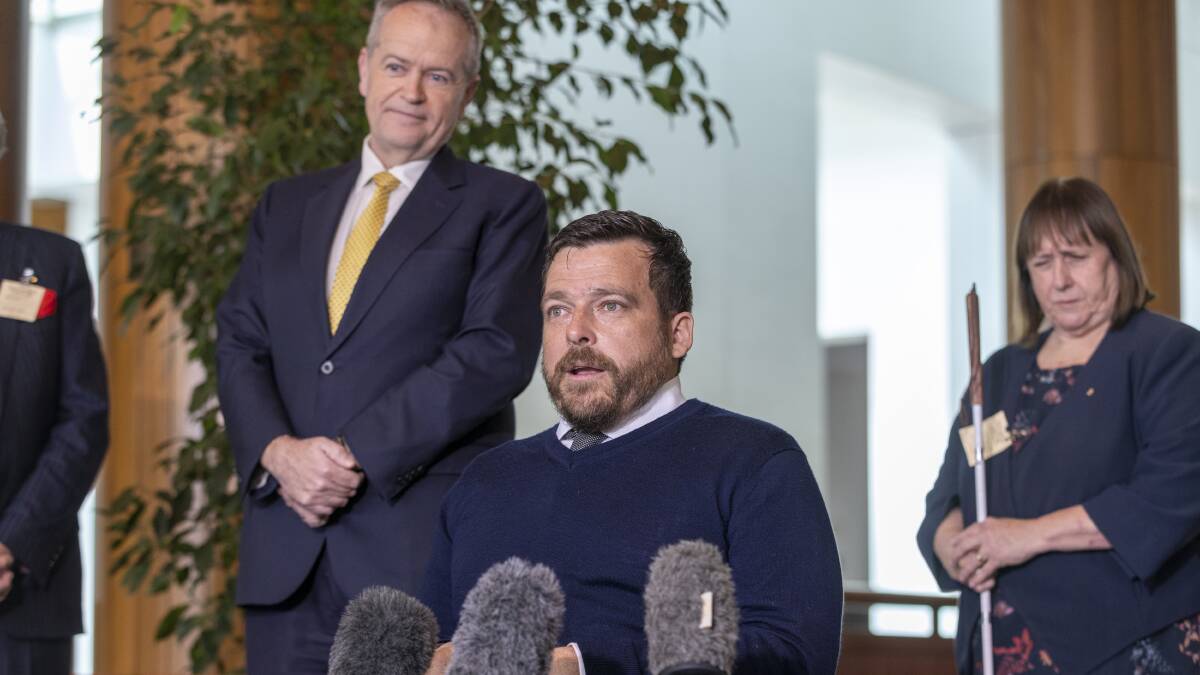 NDIS Minister Bill Shorten and newly appointed NDIA board chairman Kurt Fearnley. Picture by Keegan Carroll