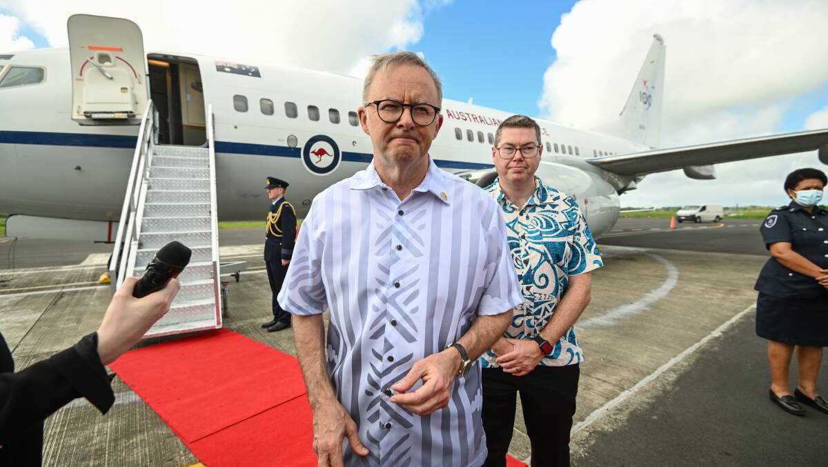Prime MInister Anthony Albanese and Minister for the Pacific Pat Conroy touch down in Suva earlier this month. Picture: Getty Images