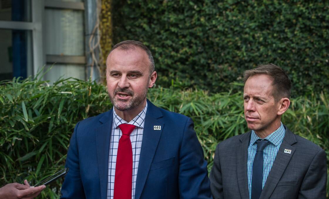 Chief Minister Andrew Barr and Greens leader Shane Rattenbury. Picture: Karleen Minney