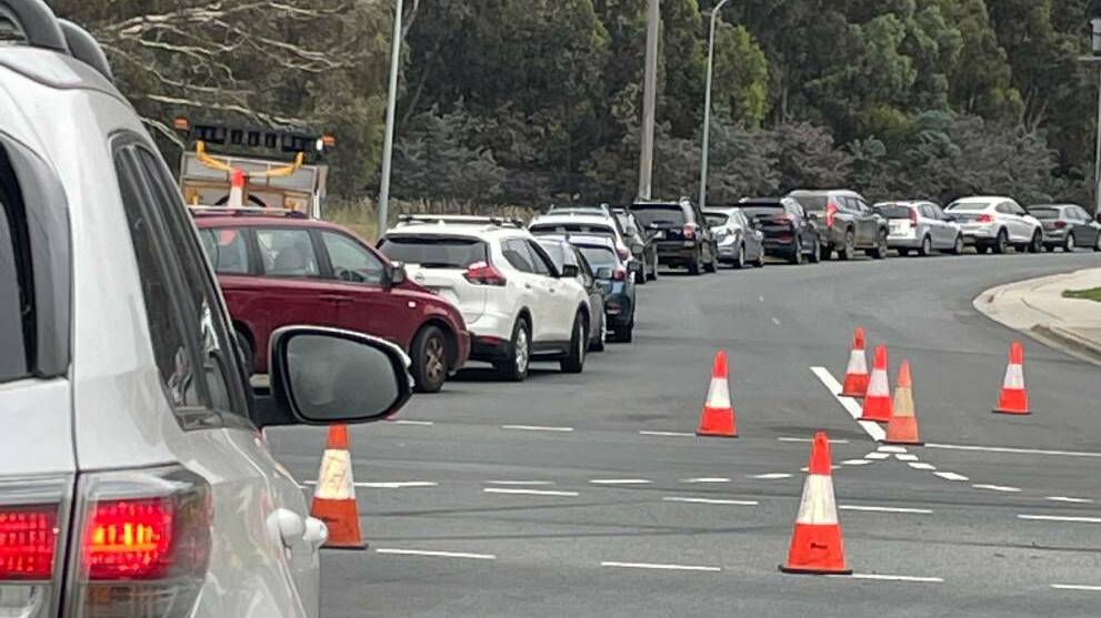 Queues at the Mitchell COVID testing clinic on Monday morning. Picture: Supplied