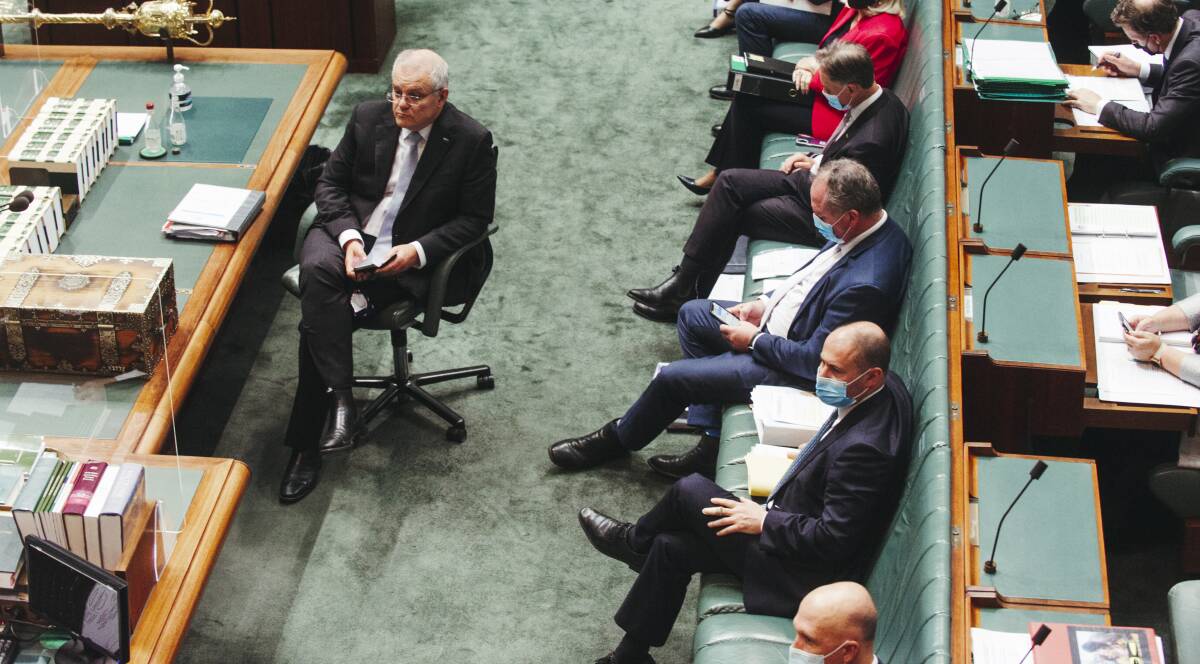 Prime Minister Scott Morrison during question time on November 24. Picture: Dion Georgopoulos