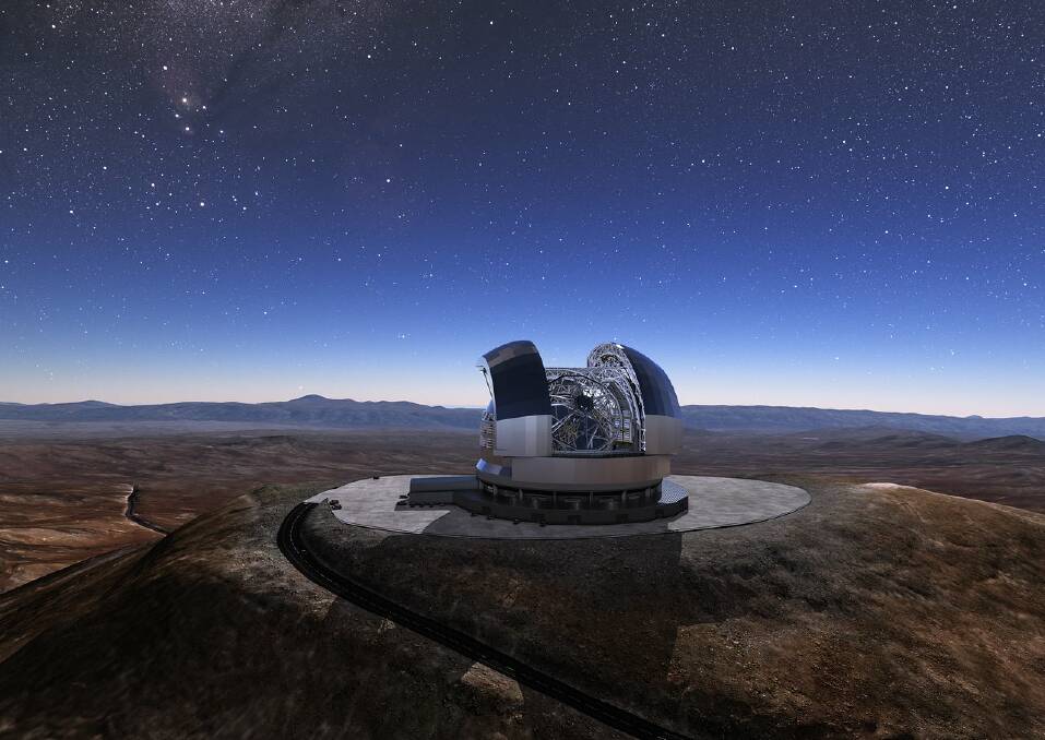 An artist's rendering shows how the European ELT will look in the Chilean desert when it is complete. Picture: ESO/L. Calada