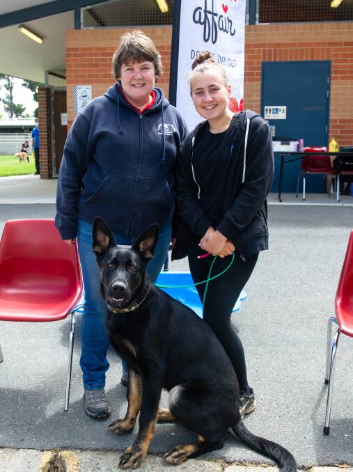 Victoria Swalling of Belconnen and Tamika Lovelock of Belconnen with dog Apollo.