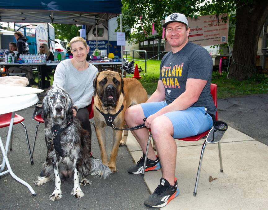 Heather Ferguson and Daniel Ockers from Sydney with dogs Brodie and Humphrey.