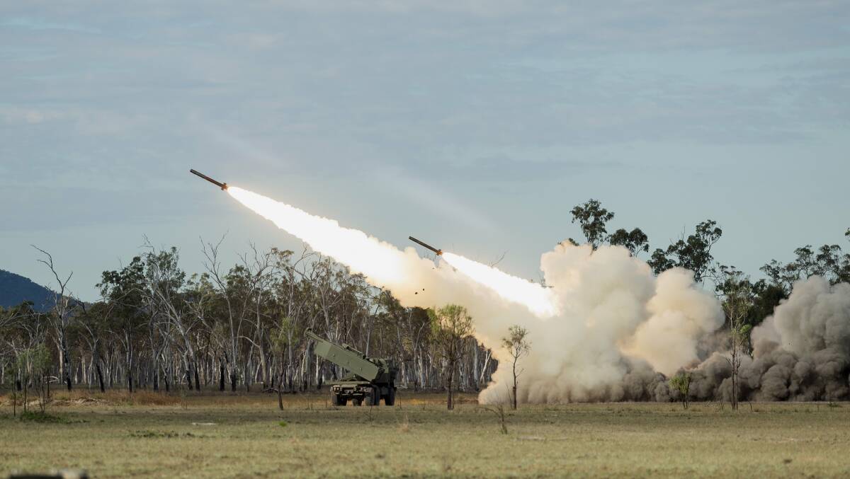 High Mobility Artillery Rocket Systems (HIMARS) during the Exercise Talisman Sabre 2023 firepower demonstration at Shoalwater Bay Training Area, Queensland. Picture Department of Defence