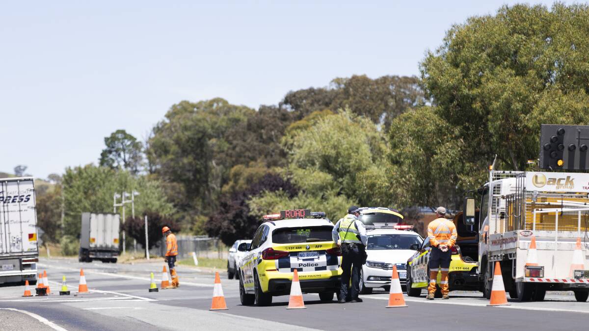 NSW Police have closed the Monaro Highway south of Canberra after a fatal crash. Picture: Keegan Carroll
