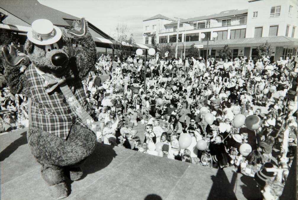 Humphrey B. Bear's madcap antics were a hit with visitors to the Tuggeranong Community Festival on May 14, 1994. Picture: Peter Wells