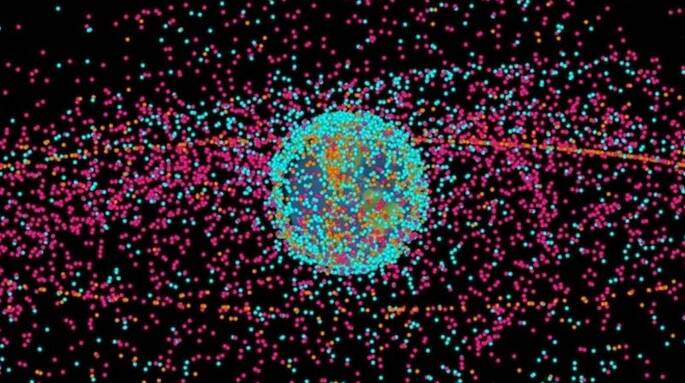 Tracked satellites and space debris objects around Earth. Picture: AstriaGraph