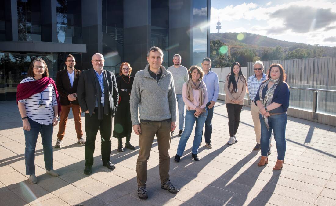 Professor Thomas Preiss, centre, with other RNA biologists that make up the RNA research and development hub at the John Curtin School of Medical Research. Picture: Sitthixay Ditthavong