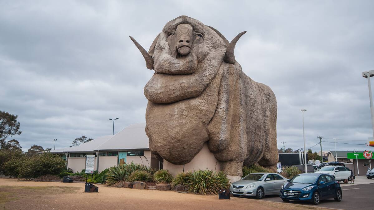 The family from Victoria who later tested positive to coronavirus attended a bakery and petrol station next to the Big Merino in Goulburn. Picture: Shutterstock