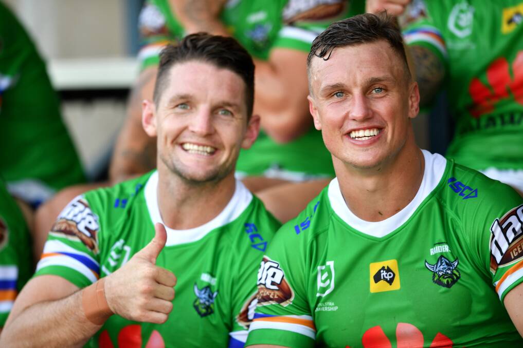 Jarrod Croker and Jack Wighton's recent deals could be affected if the salary cap is reduced. Picture: NRL Images