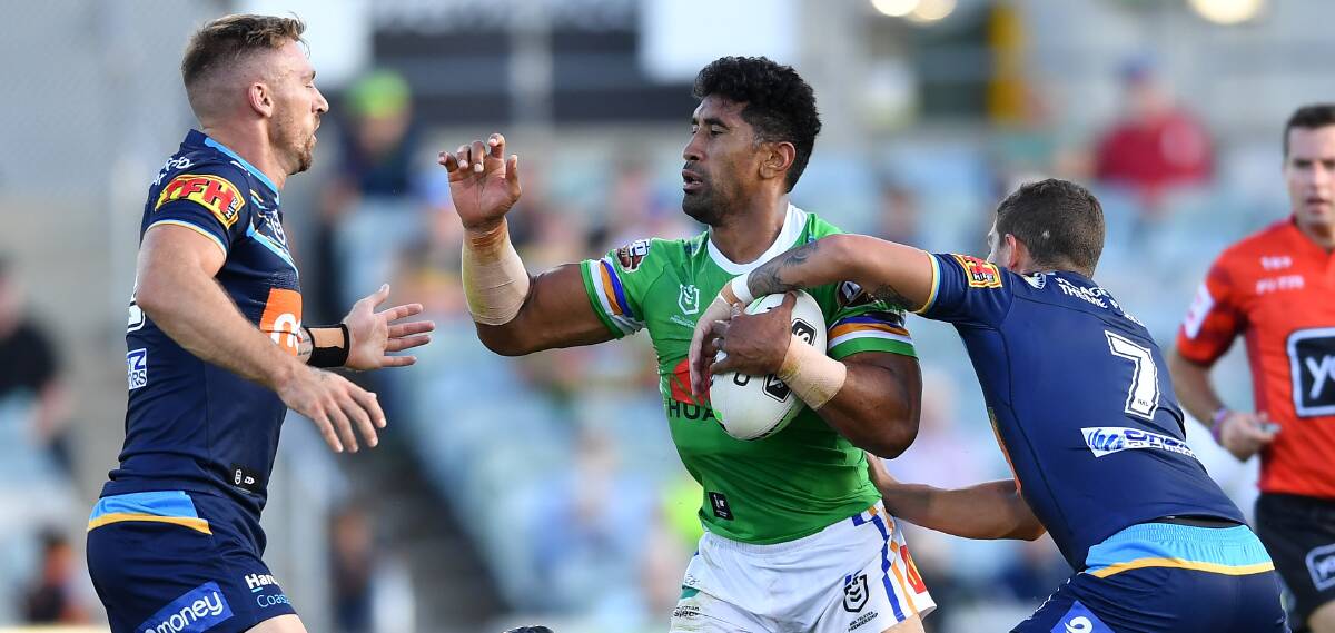 Raiders prop Sia Soliola says it's important the players to adhere to the NRL's strict biosecurity measures. Picture: NRL Imagery