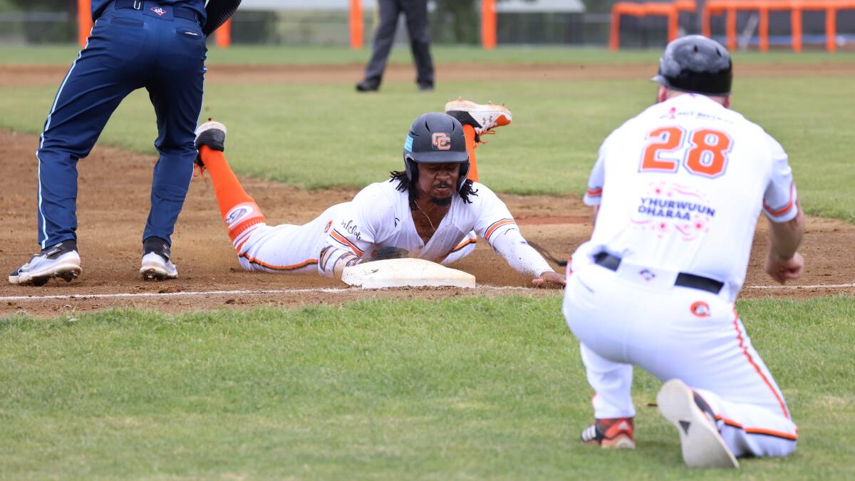 Cavalry outfielder Tillman Pugh III has quickly found his rhythm with the bat, driving in three runs in the big win on Sunday. Picture by James Croucher
