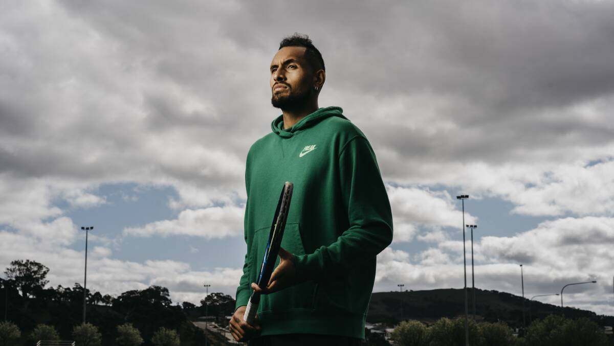Nick Kyrgios's knee injury has ruled him out of Australia's team for the Davis Cup finals. Picture: Dion Georgopoulos