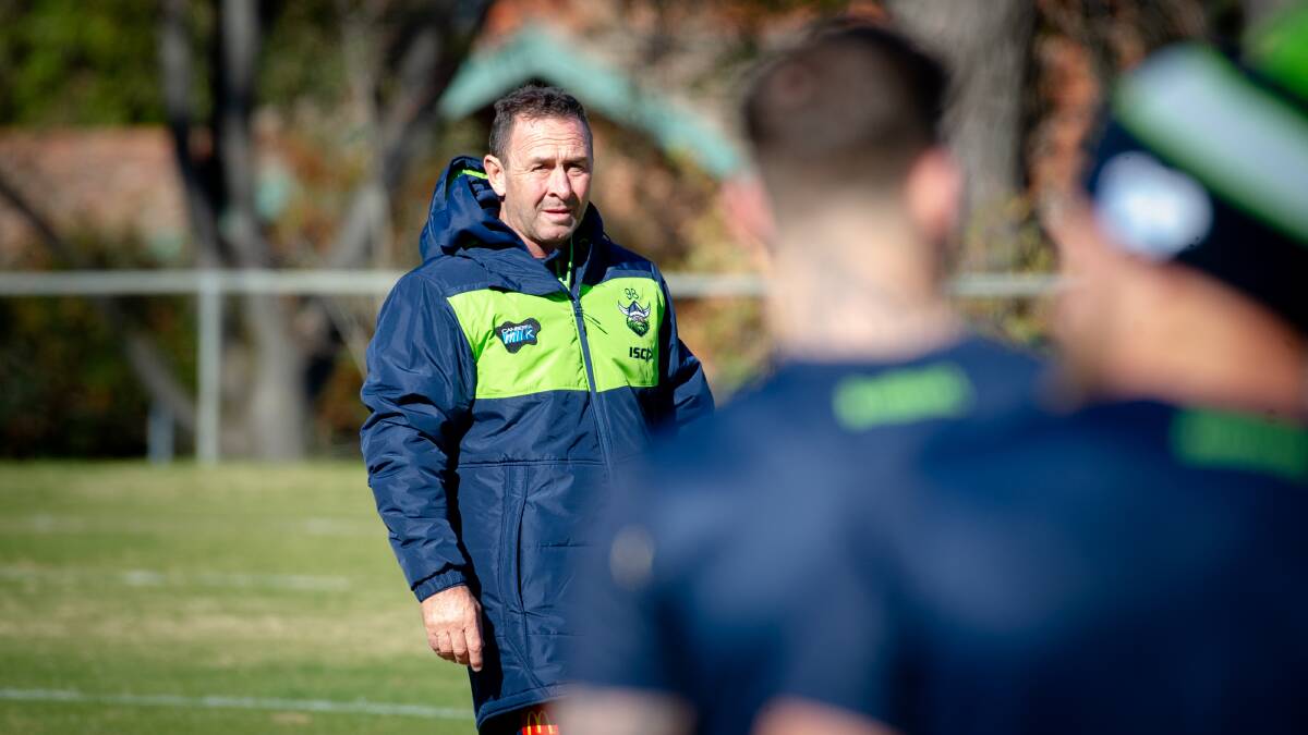 Raiders coach Ricky Stuart says "good luck" to coaches who can rest players before finals. Picture: Elesa Kurtz