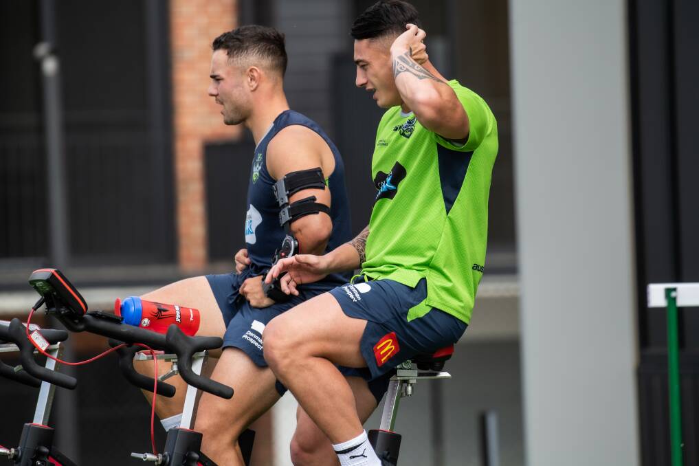 Raiders fullback Charnze Nicoll-Klokstad's neck injury has given him the chance to duck home across the Ditch to visit his kids in Auckland. Picture: Karleen Minney