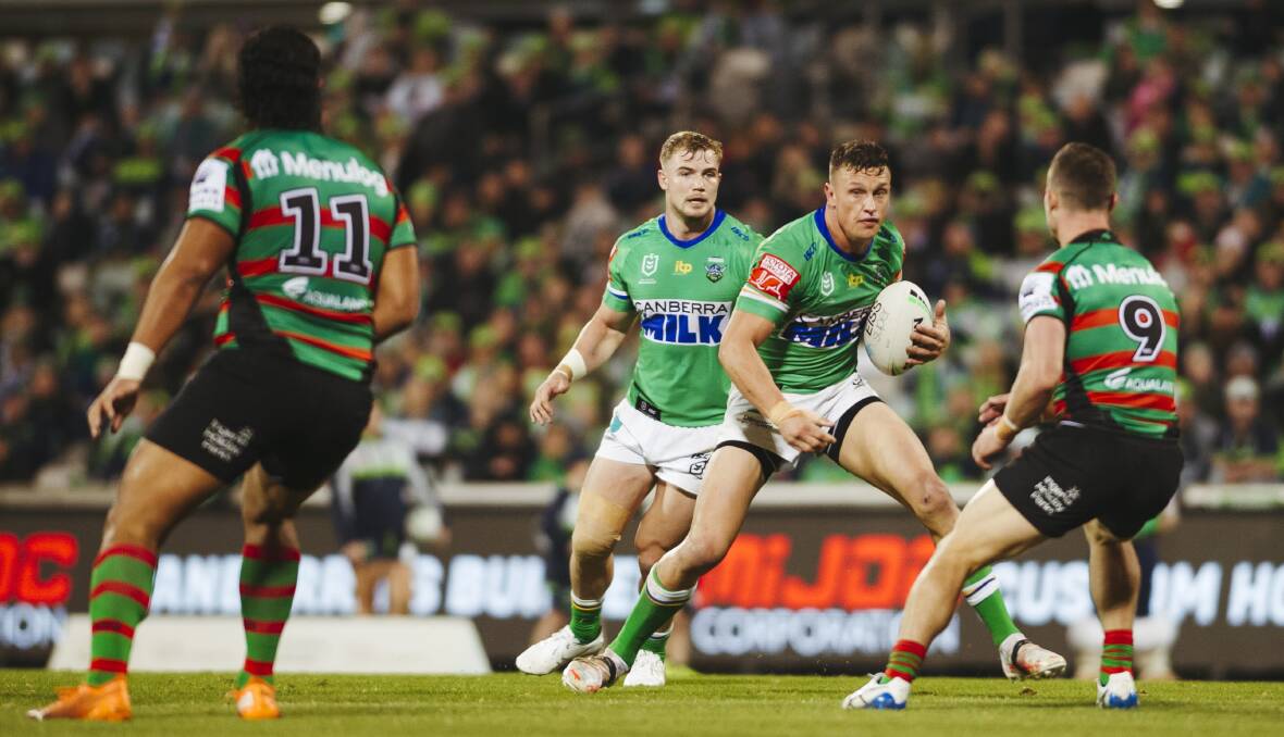 Raiders star Jack Wighton is refusing to let off-field distractions stop him from getting the Green Machine back on track. Picture: Dion Georgopoulos