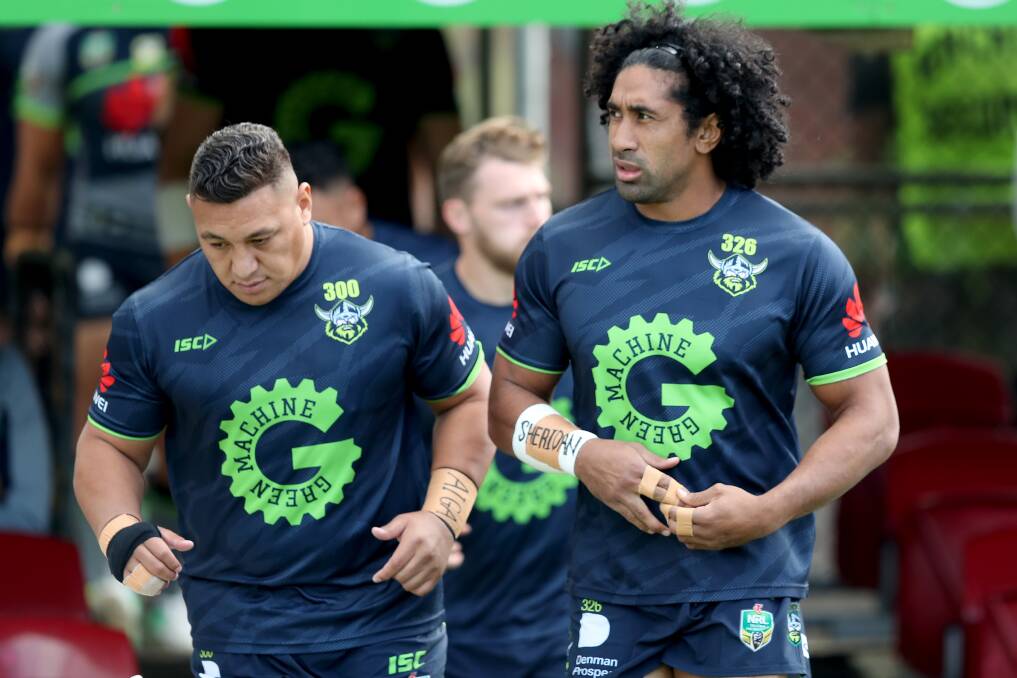 Raiders Josh Papalii and Sia Soliola can't play in Queensland unless they get the flu shot. Picture: NRL Imagery