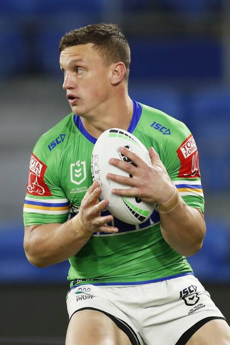 Raiders five-eighth Jack Wighton is hopeful of playing the Eels. Picture: Getty Images