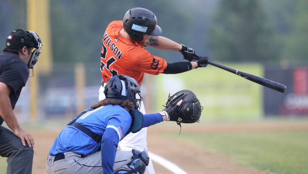 Cavalry first base Zach Wilson hit a solo home run during the home team's rally. Picture: SMP Images