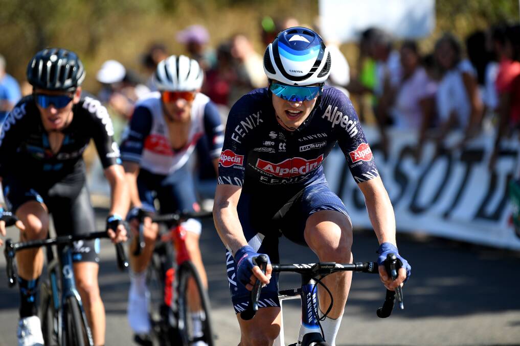 Canberra cyclist Jay Vine went within 600m of claiming a breakaway win in the Vuelta. Picture: Getty Images 