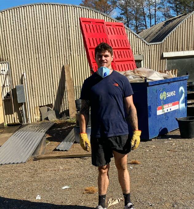 Raiders star John Bateman during his first day on the job. Picture: Supplied