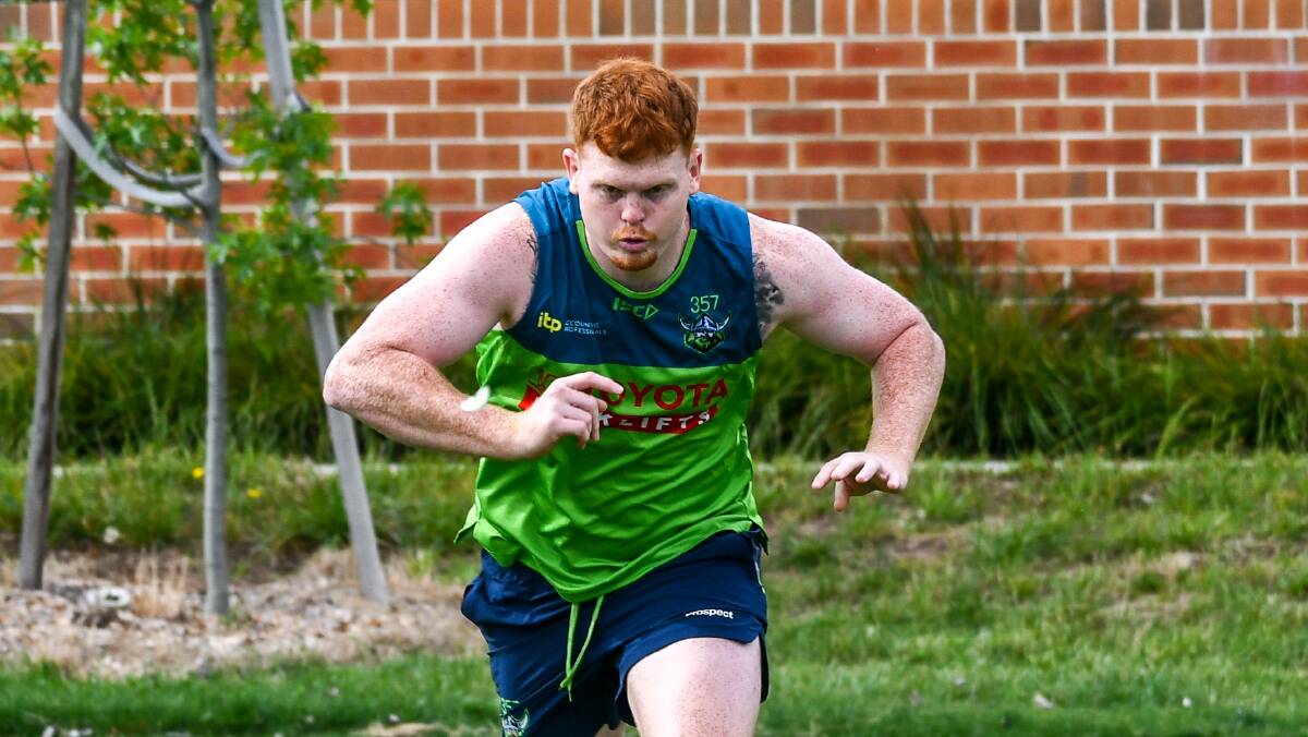 Raiders forward Corey Horsburgh is back in contact training after undergoing an off-season shoulder reconstruction. Picture: Raiders Media