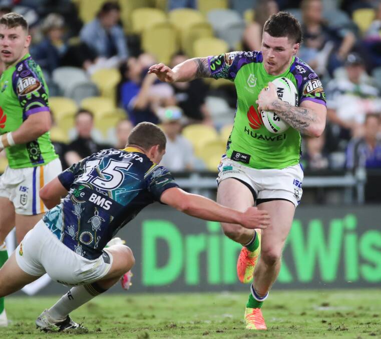 John Bateman looked like he'd barely missed a beat in his first game of the season for the Raiders. Picture: NRL Imagery