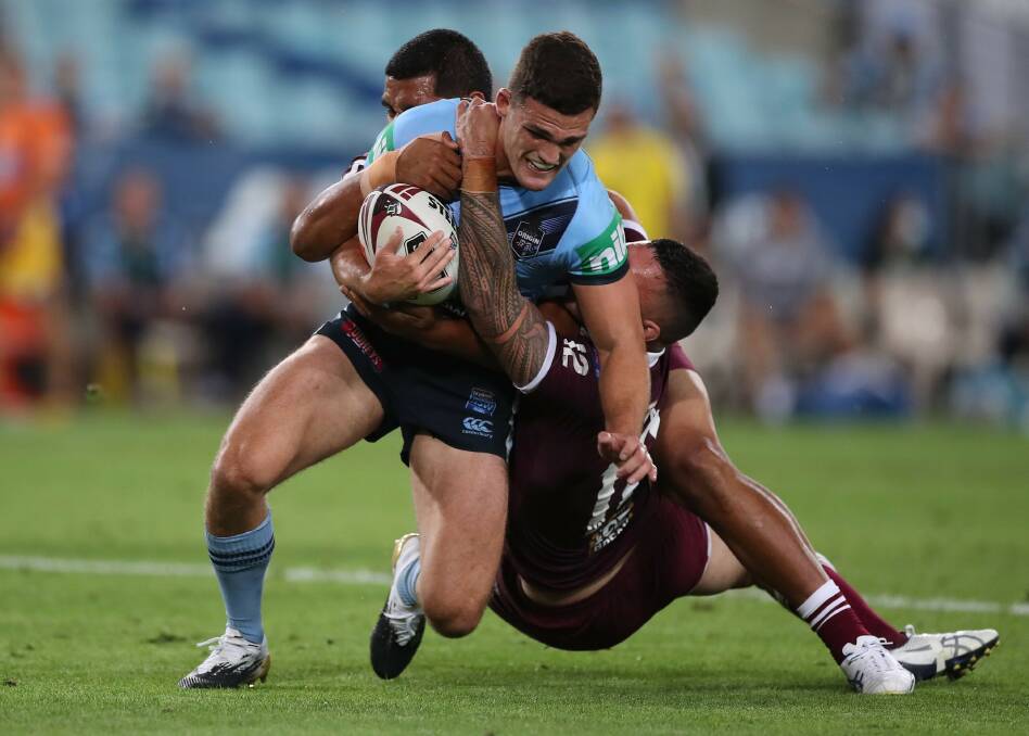 NSW halfback Nathan Cleary was one the best players in the Blues' big win. Picture: Getty Images