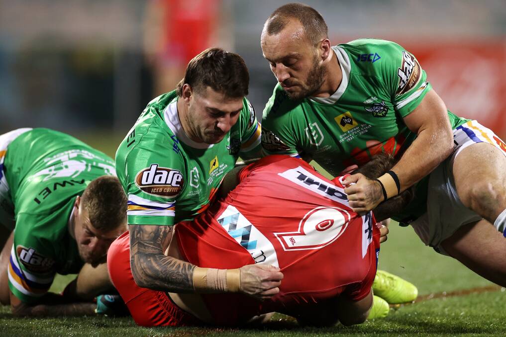 Raiders hooker Josh Hodgson is concerned for Curtis Scott's wellbeing after he was sacked by the club. Picture: Getty Images