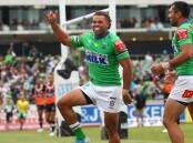 Raiders centre Sebastian Kris hopes he gets the chance to perform his try celebration, which draws from a dance from Torres Strait Island. Picture: Keegan Carroll