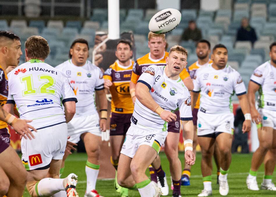 Halfback George Williams played a role in three of the Raiders' six tries against the Broncos. Picture: Elesa Kurtz