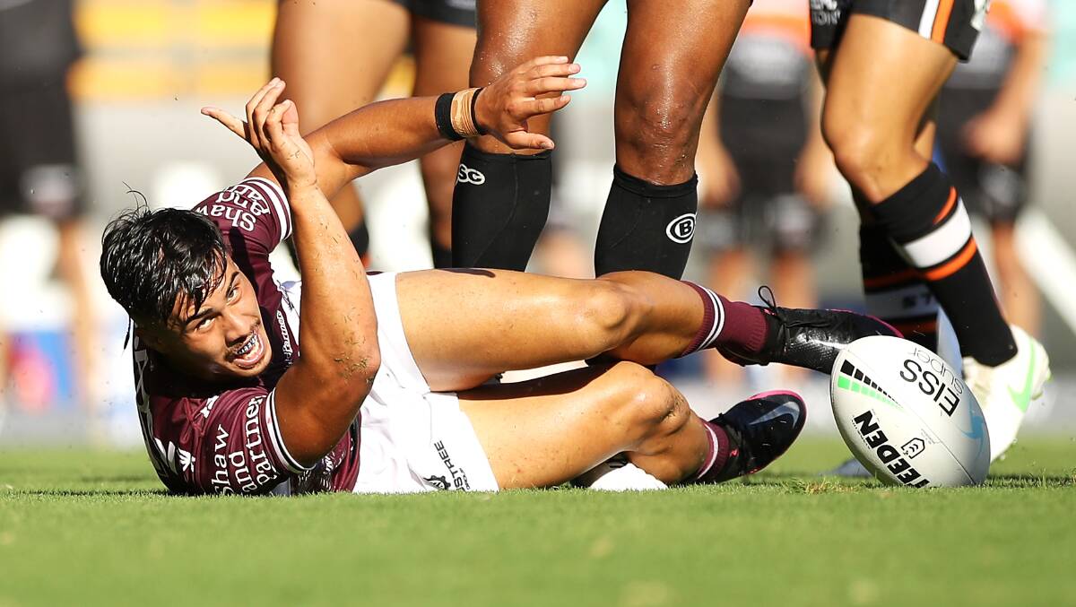 Manly back Kaeo Weekes was impressed by his tour of Raiders HQ last week, with both parties interested in a two-year deal to move to Canberra. But the Sea Eagles will need to release him from the final year of his contract with the club. Picture Getty Images