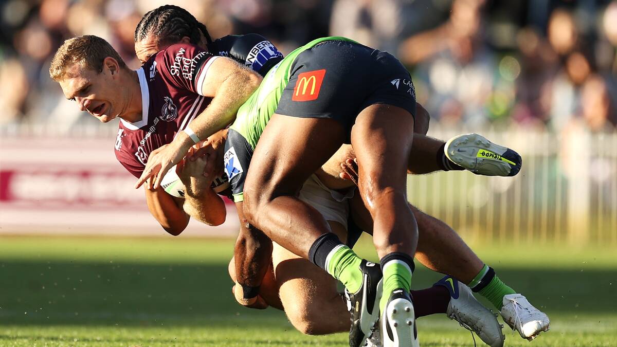 Manly fullback Tom Trbojevic sealed the win with a try. Picture: Getty Images