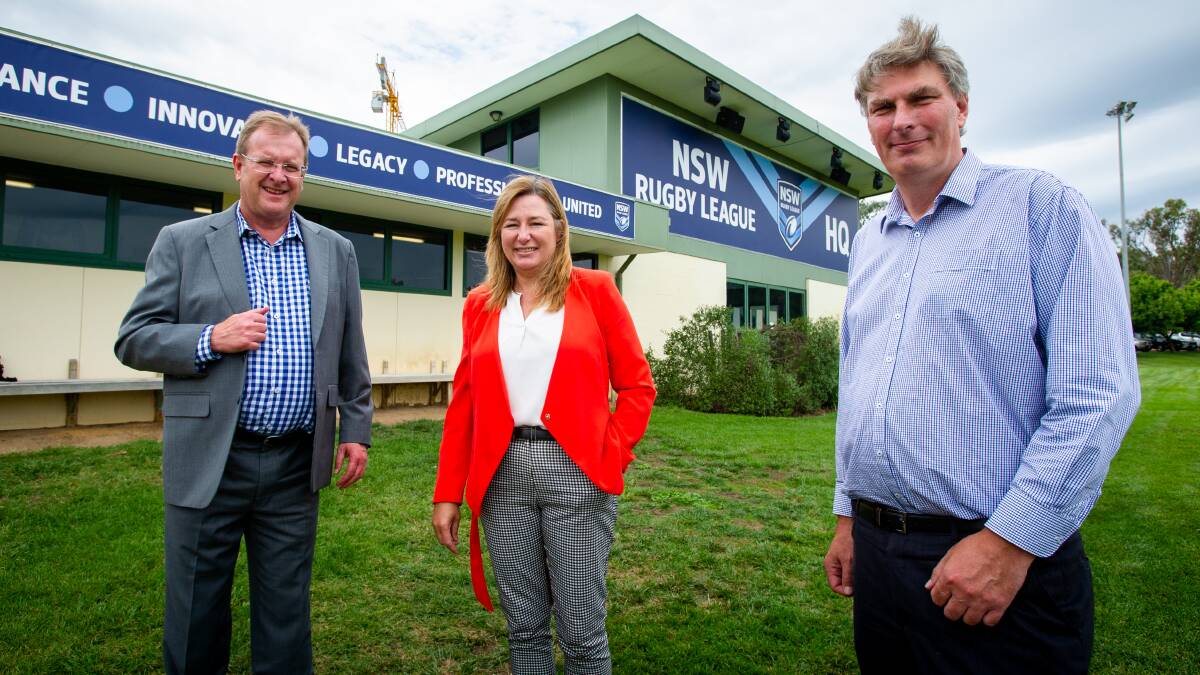 NSWRL CEO David Trodden, left, was blindsided by the ACT government's announcement that their headquarters in Bruce was the preferred location for a new stadium. Picture by Elesa Kurtz