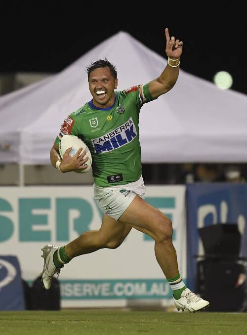 Raiders fullback-winger Jordan Rapana was brilliant for the Green Machine. Picture: Getty Images