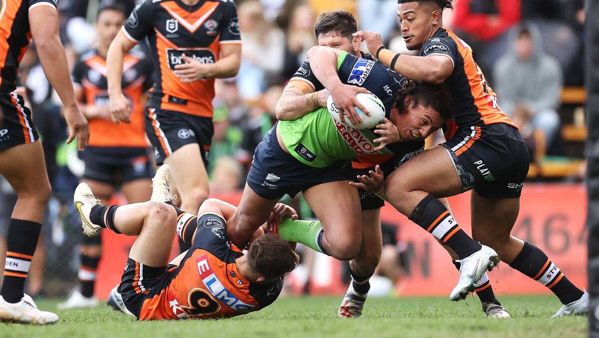 Raiders prop Joe Tapine ran for 190m to lay the platform for the big win. Picture by Getty Images