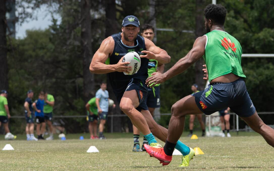 Sebastian Kris is in the mix for a spot in the Raiders centres. Picture: Raiders Media